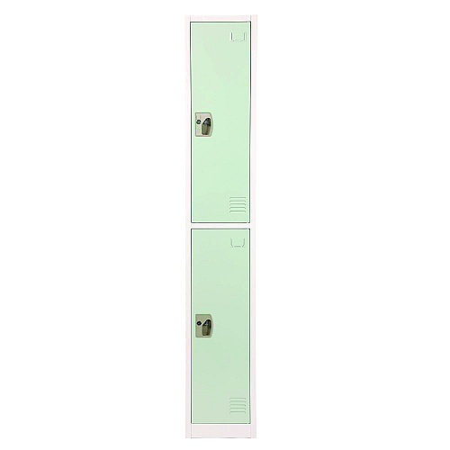 AdirOffice Steel Storage Locker, 2 Compartment, 12 x 12 x 72, Misty Green (I629202MGRN)