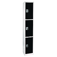 AdirOffice Steel Storage Locker, 3 Compartment, 12 x 12 x 72, Black (I629203BLK)