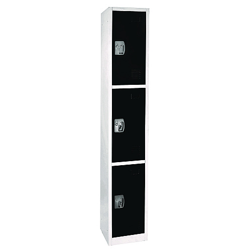 AdirOffice Steel Storage Locker, 3 Compartment, 12 x 12 x 72, Black (I629203BLK)