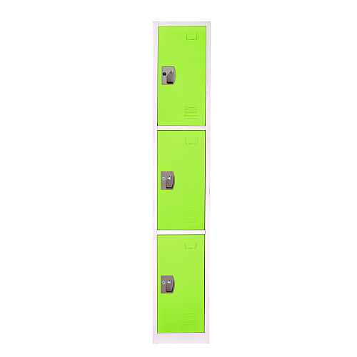 AdirOffice Steel Storage Locker, 3 Compartment, 12 x 12 x 72, Green (I629203GRN)
