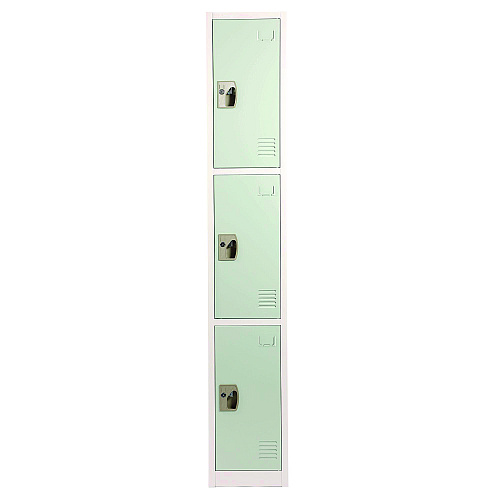 AdirOffice Steel Storage Locker, 3 Compartment, 12 x 12 x 72, Misty Green (I629203MGRN)