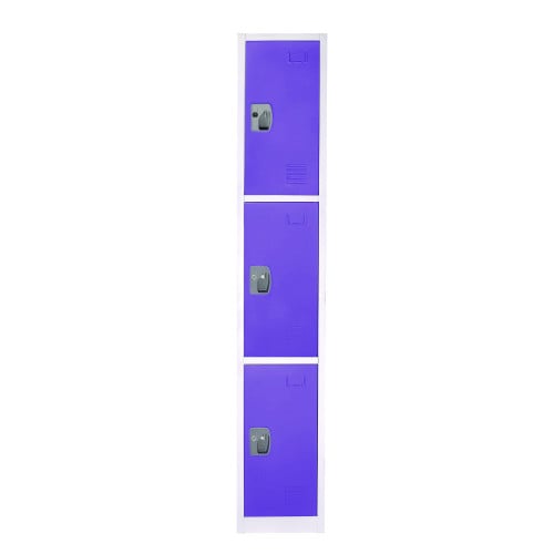 AdirOffice Steel Storage Locker, 3 Compartment, 12 x 12 x 72, Purple (I629203PUR)