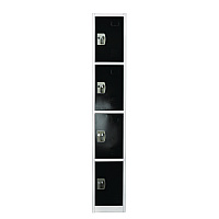 AdirOffice Steel Storage Locker, 4 Compartment, 12 x 12 x 72, Black (I629204BLK)