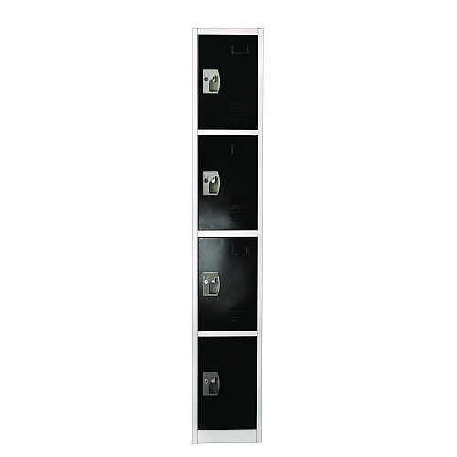 AdirOffice Steel Storage Locker, 4 Compartment, 12 x 12 x 72, Black (I629204BLK)