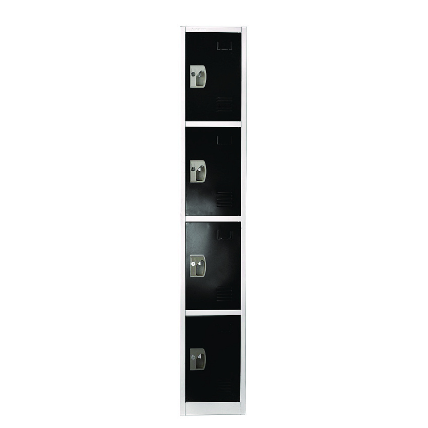 AdirOffice Steel Storage Locker, 4 Compartment, 12 x 12 x 72, Black (I629204BLK)