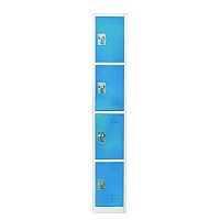 AdirOffice Steel Storage Locker, 4 Compartment, 12 x 12 x 72, Blue (I629204BLU)