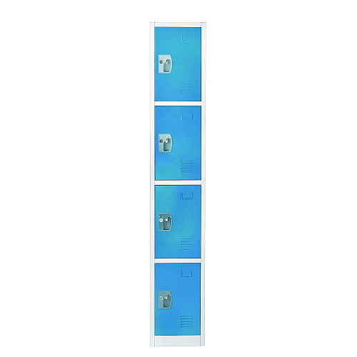 AdirOffice Steel Storage Locker, 4 Compartment, 12 x 12 x 72, Blue (I629204BLU)