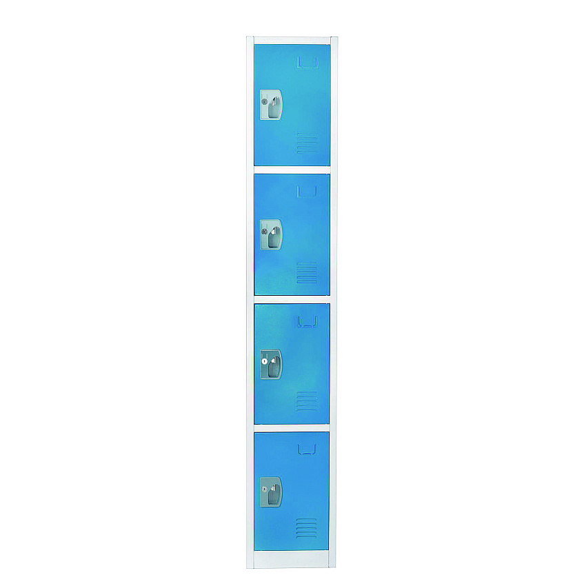 AdirOffice Steel Storage Locker, 4 Compartment, 12 x 12 x 72, Blue (I629204BLU)