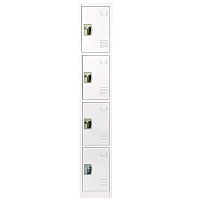 AdirOffice Steel Storage Locker, 4 Compartment, 12 x 12 x 72, White (I629204WHI)