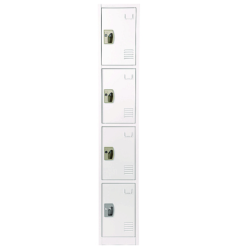 AdirOffice Steel Storage Locker, 4 Compartment, 12 x 12 x 72, White (I629204WHI)