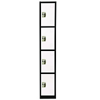 AdirOffice Steel Storage Locker, 4 Compartment, 12 x 12 x 72, Black Body/White Doors (I629204BW)