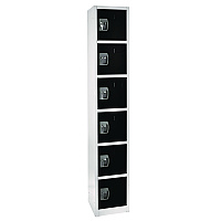 AdirOffice Steel Storage Locker, 6 Compartment, 12 x 12 x 72, Black (I629206BLK)