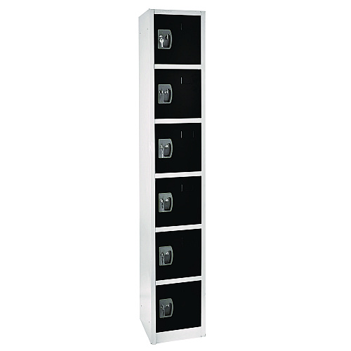 AdirOffice Steel Storage Locker, 6 Compartment, 12 x 12 x 72, Black (I629206BLK)