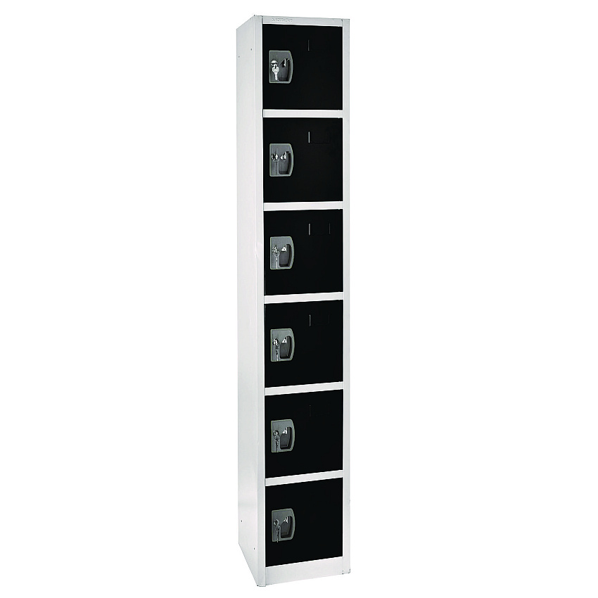 AdirOffice Steel Storage Locker, 6 Compartment, 12 x 12 x 72, Black (I629206BLK)