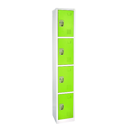 AdirOffice Steel Storage Locker, 4 Compartment, 12 x 12 x 72, Green (I629204GRN)