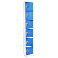 AdirOffice Steel Storage Locker, 6 Compartment, 12 x 12 x 72, Blue (I629206BLU)