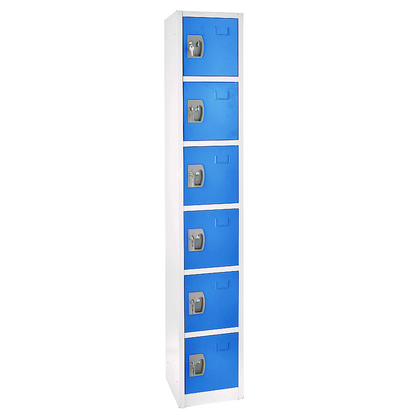 AdirOffice Steel Storage Locker, 6 Compartment, 12 x 12 x 72, Blue (I629206BLU)