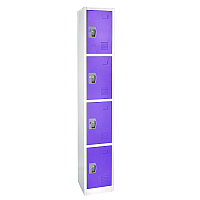 AdirOffice Steel Storage Locker, 4 Compartment, 12 x 12 x 72, Purple (I629204PUR)