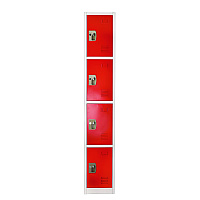 AdirOffice Steel Storage Locker, 4 Compartment, 12 x 12 x 72, Red (I629204RED)
