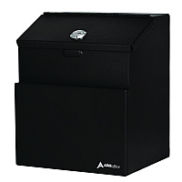 AdirOffice Wall Mountable Steel Suggestion Secure Drop Box with Key, 7 x 6 x 8.5, Stainless Steel 304, Black (I63101BLK)
