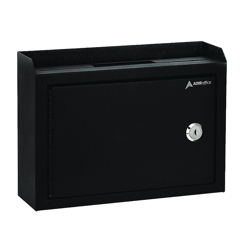 AdirOffice Medium Size Steel Multi-Purpose Secure Drop Box, 9.8 x 3.4 x 7.5, Black (I63102BLK)