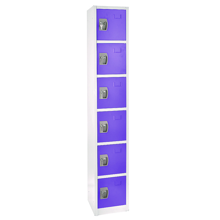 AdirOffice Steel Storage Locker, 6 Compartment, 12 x 12 x 72, Purple (I629206PUR)