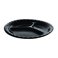 Pactiv Placesetter Deluxe Laminated Foam Dinnerware, 3-Compartment Plate, 9" dia, Black, 500/Carton (YCI81113)