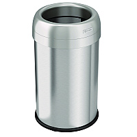 HLS Commercial Open Top Trash Can, 13 gal, Plastic/Stainless Steel, Silver (HLS13STR)