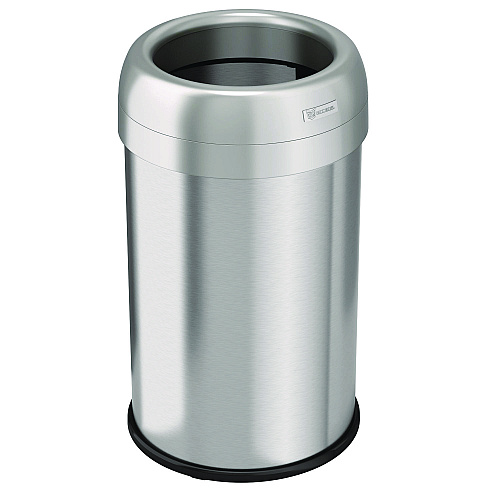 HLS Commercial Open Top Trash Can, 13 gal, Plastic/Stainless Steel, Silver (HLS13STR)