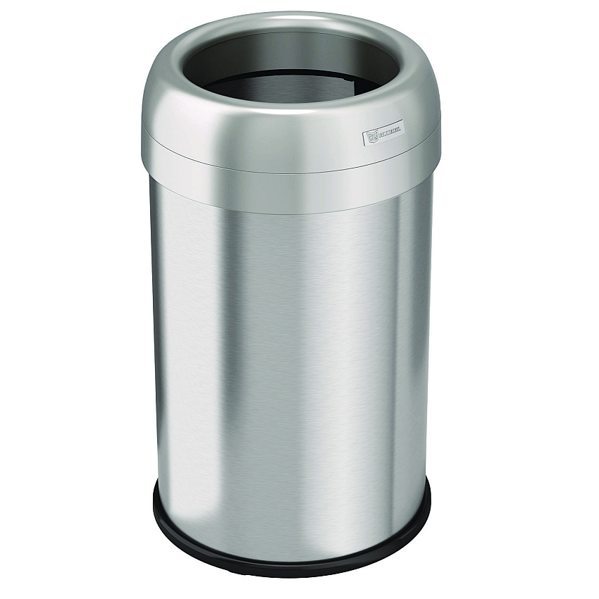 HLS Commercial Open Top Trash Can, 13 gal, Plastic/Stainless Steel, Silver (HLS13STR)