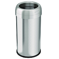 HLS Commercial Open Top Trash Can, Round, 16 gal, Plastic/Stainless Steel, Silver (HLS16STR)