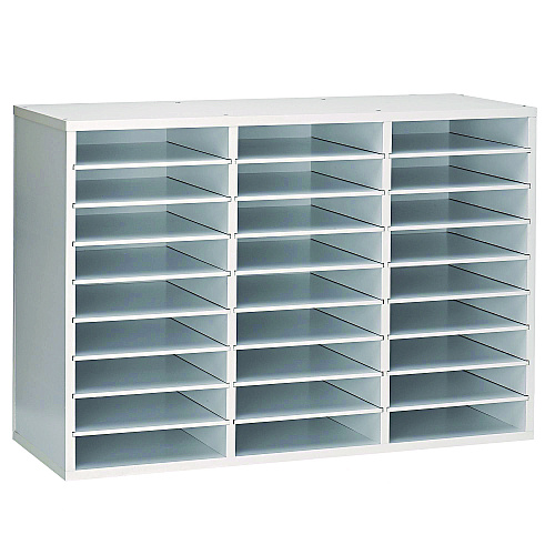 AdirOffice Wooden 27 Compartment Literature Organizer, 27 Sections, Letter Size, 31.49 x 11.81 x 21.65, White (IOF20101WHI)