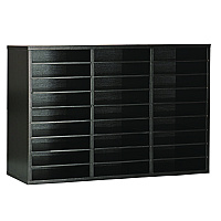 AdirOffice Wooden 27 Compartment Literature Organizer, 27 Sections, Letter Size, 31.49 x 11.81 x 21.65, Black (IOF20101BLK)