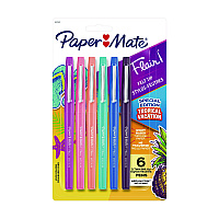 Paper Mate Flair Felt Tip Porous Point Pen, Stick, Medium 0.7 mm, Assorted Ink and Barrel Colors, 6/Pack (1927997)