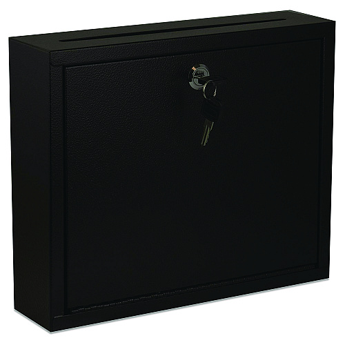 AdirOffice Large Size Steel Multi-Purpose Secure Drop Box, 12 x 3 x 10, Black (I63103BLK)