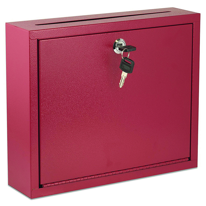 AdirOffice Large Size Steel Multi-Purpose Secure Drop Box, 12 x 3 x 10, Red (I63103RED)