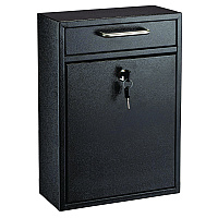 AdirOffice Large Ultimate Secure Drop Box Wall Mounted Mail Box, 11.2 x 4.7 x 16.2, Black (I63104BLK)