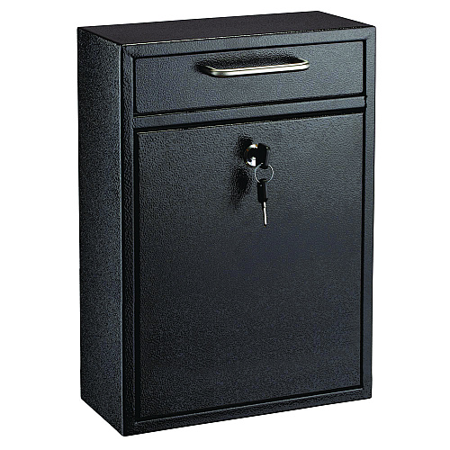AdirOffice Large Ultimate Secure Drop Box Wall Mounted Mail Box, 11.2 x 4.7 x 16.2, Black (I63104BLK)