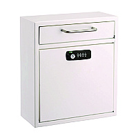 AdirOffice Medium Secure Drop Box Wall Mounted Locking Mail Box with Key and Combination Lock, 10.51 x 4.72 x 12, White (I63105WHIKC)