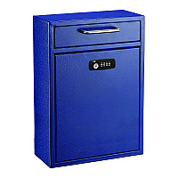 AdirOffice Large Secure Drop Box Wall Mounted Locking Mail Box with Key and Combination lock, 11.2 x 4.7 x 16.2, Blue (I63104BLUKC)