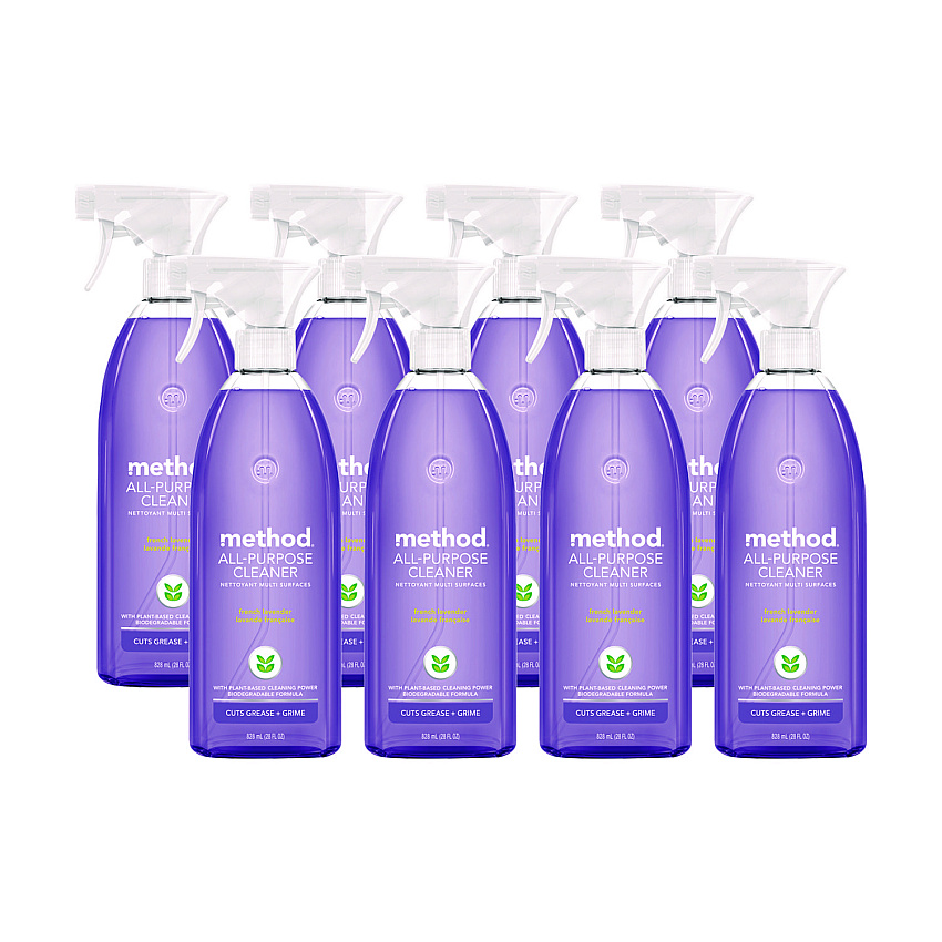 Method All Surface Cleaner, French Lavender, 28 oz Spray Bottle, 8/Carton (377448CT)