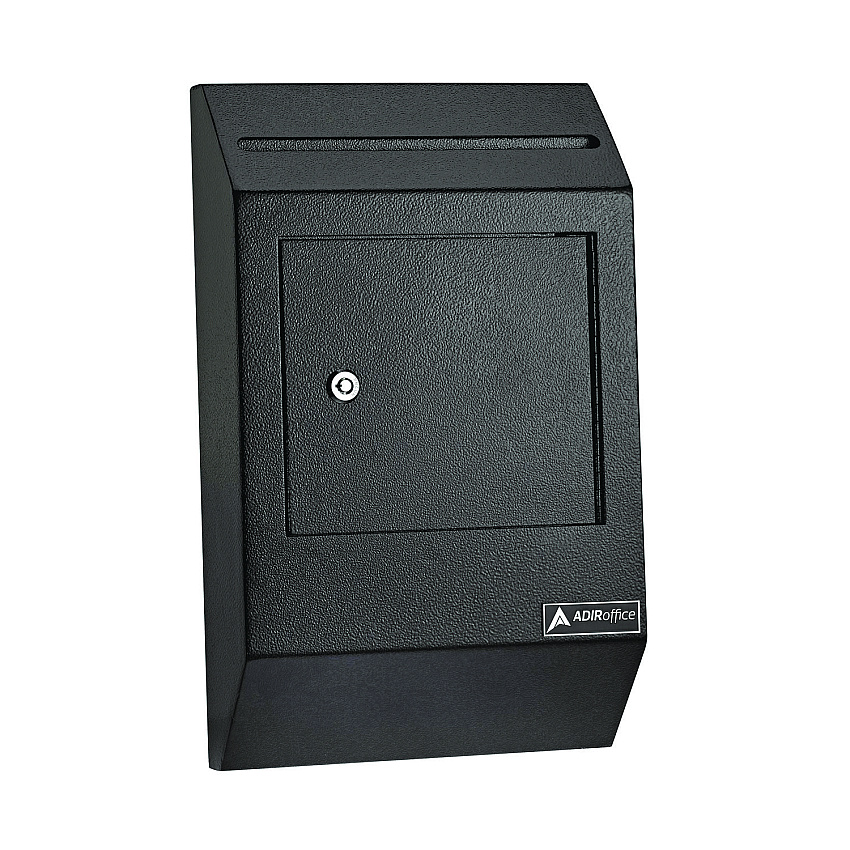 AdirOffice Heavy-Duty Weatherproof Secured Secure Drop Box, 10 x 4 x 16.3, Black (I63113BLK)