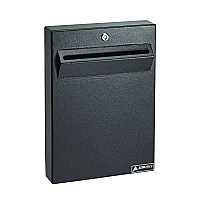 AdirOffice Large Wall Mounted Weatherproof Steel Secure Drop Box, 11 x 2.4 x 16, Black (I63114BLK)