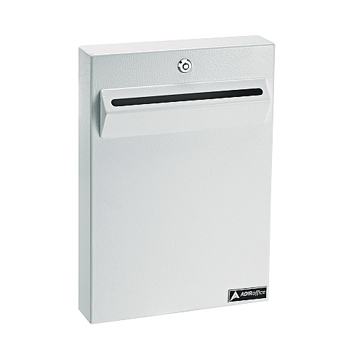 AdirOffice Large Wall Mounted Weatherproof Steel Secure Drop Box, 11 x 2.4 x 16, White (I63114WHI)