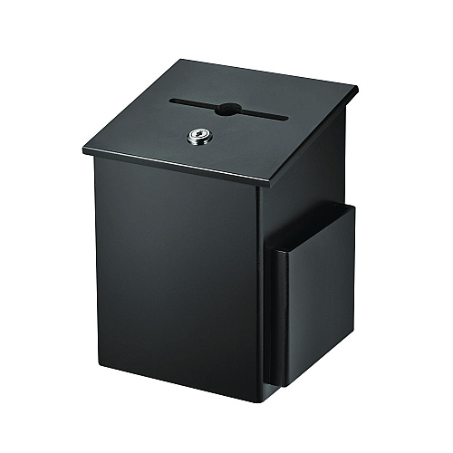 AdirOffice Squared Wood Locking Suggestion Box, 7.25 x 7.5 x 10, Medium Density Fiberboard, Black (I63201BLK)