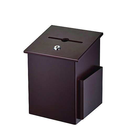 AdirOffice Squared Wood Locking Suggestion Box, 7.25 x 7.5 x 10, Medium Density Fiberboard, Mahogany (I63201MA)