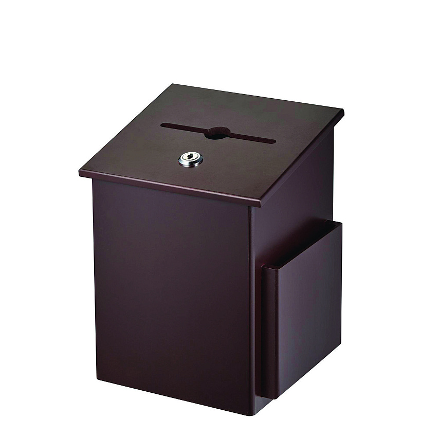 AdirOffice Squared Wood Locking Suggestion Box, 7.25 x 7.5 x 10, Medium Density Fiberboard, Mahogany (I63201MA)