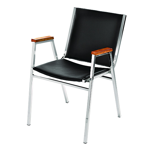 AdirOffice Vinyl Chrome Frame Stackable Office Chair, 16.5 x 22 x 32, Black Seat, Black Back, Chrome Base (I63802BK)