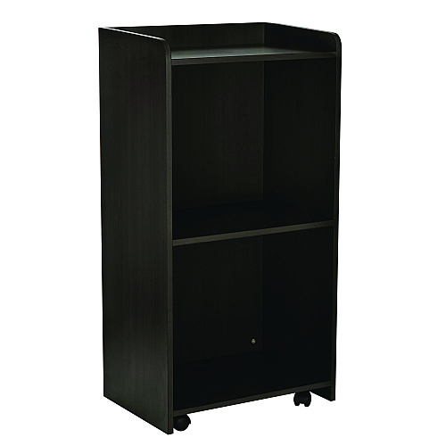 AdirOffice Wood Mobile Presentation Lectern Speaker Stand with Shelves, 22.44 x 16.53 x 45.98, Black (I66107BLK)