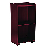 AdirOffice Wood Mobile Presentation Lectern Speaker Stand with Shelves, 22.44 x 16.53 x 45.98, Mahogany (I66107MA)